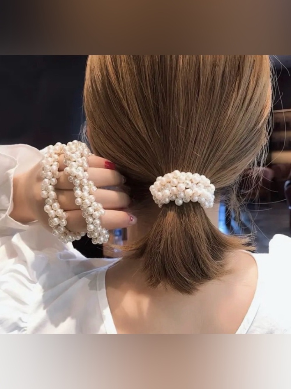 Aili’s Corner White Imitation Pearl Hair Ties, New